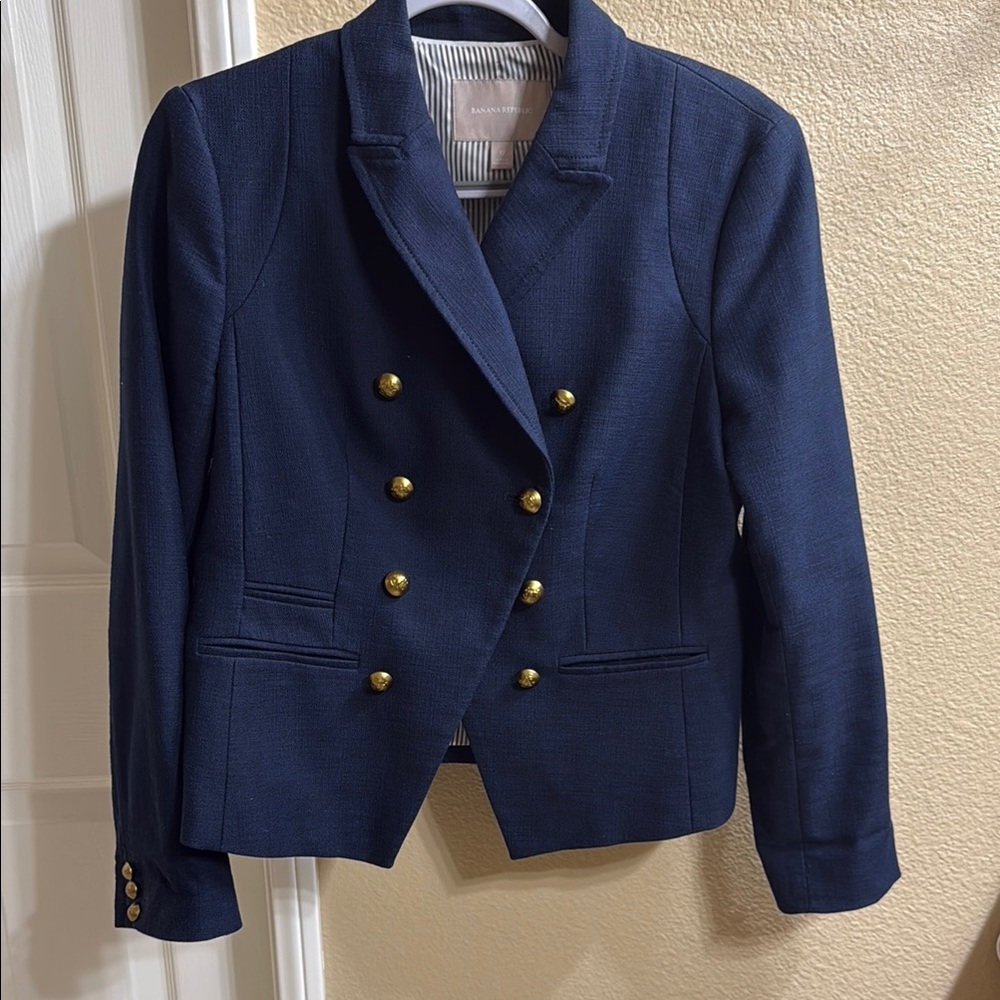 Navy Blue Double-Breasted Women's Jacket